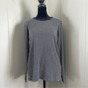 Land’s End Shaped Striped Navy and White Long Sleeve Top 100% Cotton